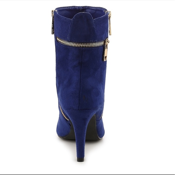 Ultra Blue Suede Gold Zip Detailed Boot NWOB - Picture 3 of 9